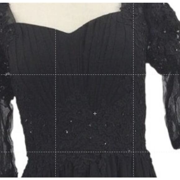 FORMAL SZ 12 L black pleated beaded embroidered lace up hi low maxi dress B169 - Picture 3 of 8